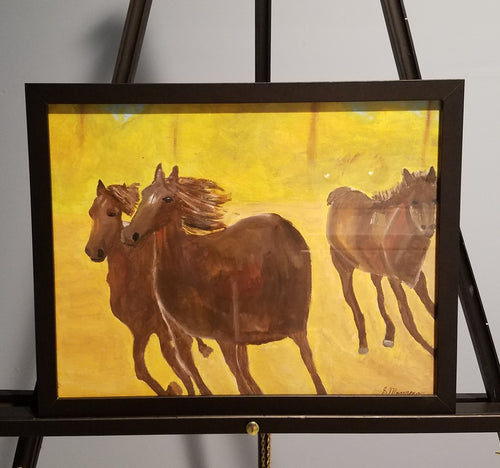 Feral Horses Running 11x14