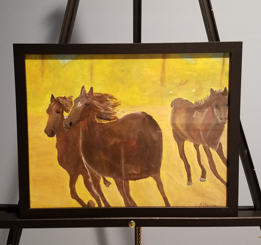 Feral Horses Running 11x14