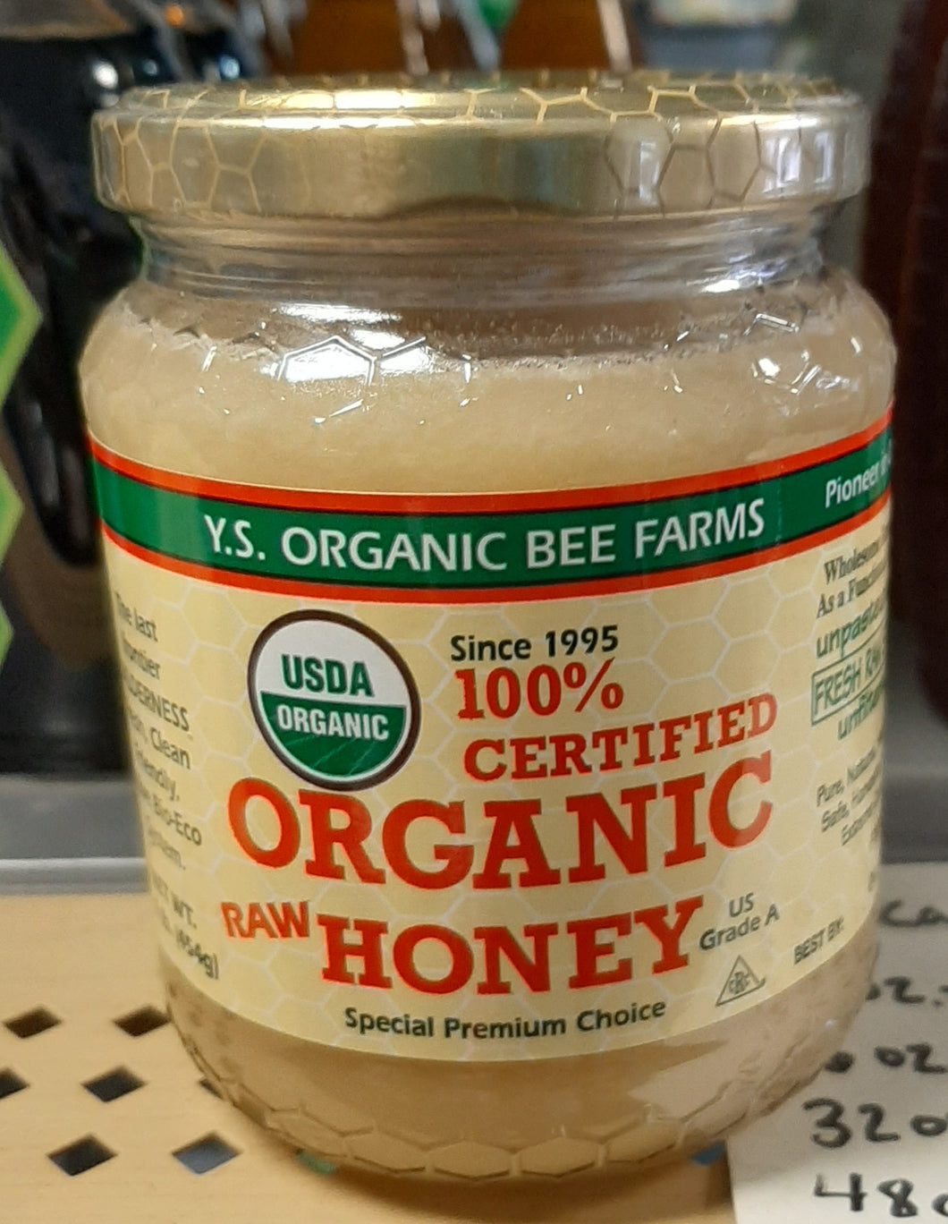 Certified organic Raw Honey YS bee farms